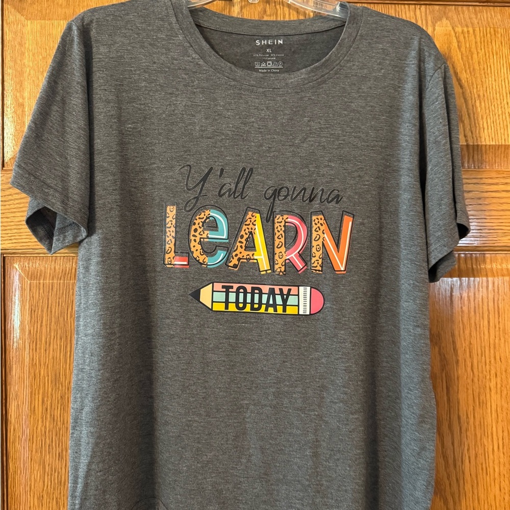 SHEIN Kids' Gray "Y'all Gonna Learn Today" Graphic Tee